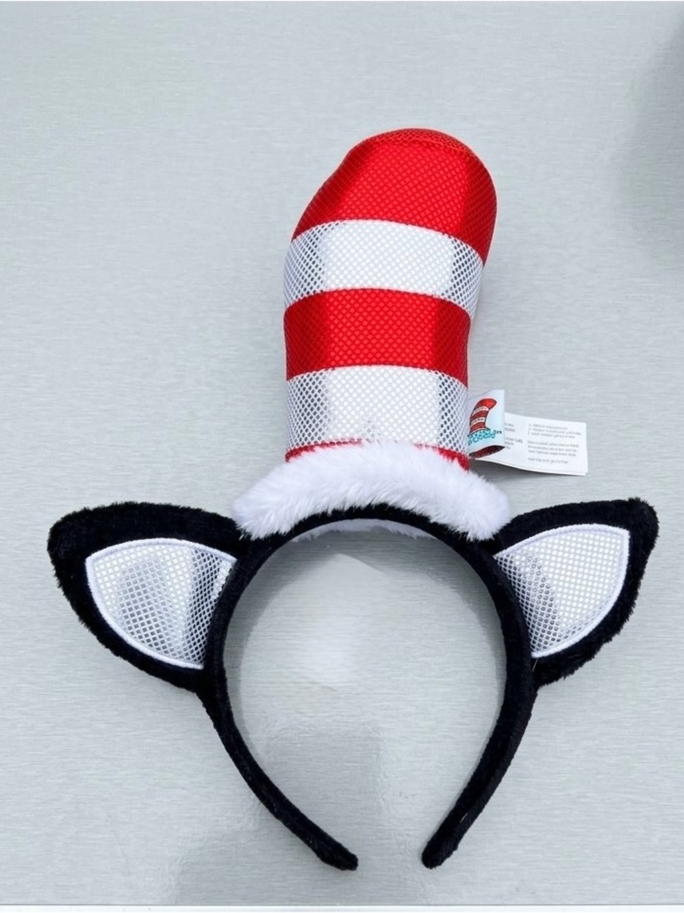 Dr. Seuss Red & White Striped Cat Hat Headband with Black Ears